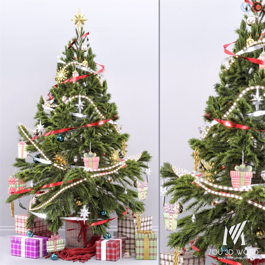 Modern Christmas Tree Gift Ornament 3d model